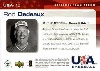 2004 Upper Deck USA 25th Anniversary #USA-46 Rod Dedeaux Back