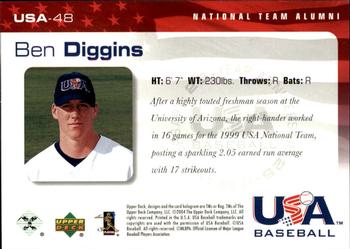 2004 Upper Deck USA 25th Anniversary #USA-48 Ben Diggins Back