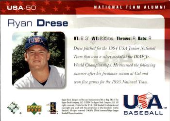 2004 Upper Deck USA 25th Anniversary #USA-50 Ryan Drese Back