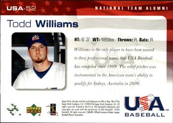 2004 Upper Deck USA 25th Anniversary #USA-52 Todd Williams Back