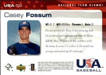 2004 Upper Deck USA 25th Anniversary #USA-59 Casey Fossum Back