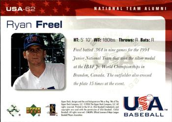 2004 Upper Deck USA 25th Anniversary #USA-62 Ryan Freel Back