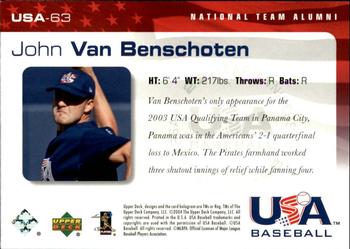 2004 Upper Deck USA 25th Anniversary #USA-63 John VanBenschoten Back