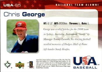 2004 Upper Deck USA 25th Anniversary #USA-65 Chris George Back