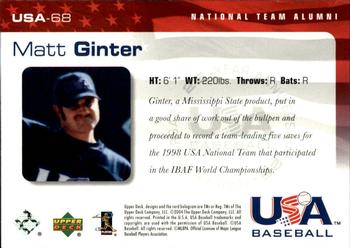 2004 Upper Deck USA 25th Anniversary #USA-68 Matt Ginter Back