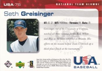 2004 Upper Deck USA 25th Anniversary #USA-76 Seth Greisinger Back