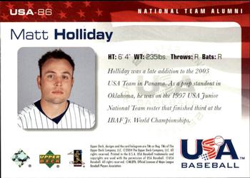 2004 Upper Deck USA 25th Anniversary #USA-86 Matt Holliday Back