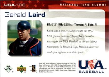 2004 Upper Deck USA 25th Anniversary #USA-106 Gerald Laird Back