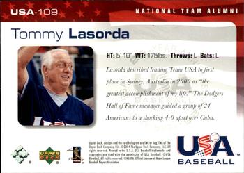 2004 Upper Deck USA 25th Anniversary #USA-109 Tommy Lasorda Back