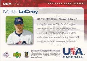 2004 Upper Deck USA 25th Anniversary #USA-110 Matt LeCroy Back