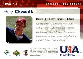 2004 Upper Deck USA 25th Anniversary #USA-141 Roy Oswalt Back