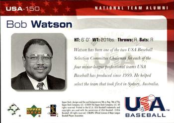 2004 Upper Deck USA 25th Anniversary #USA-150 Bob Watson Back