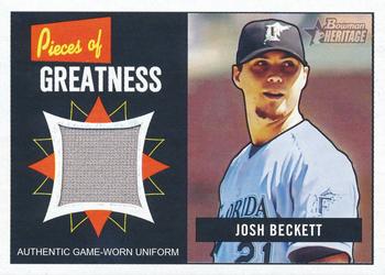 2005 Bowman Heritage - Pieces of Greatness Relics #PG-JB Josh Beckett Front