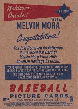 2005 Bowman Heritage - Pieces of Greatness Relics #PG-MMO Melvin Mora Back