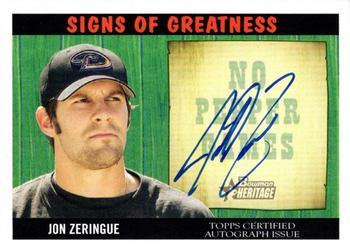 2005 Bowman Heritage - Signs of Greatness #SG-JZ Jon Zeringue Front