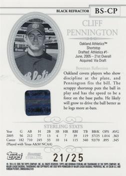 2005 Bowman Sterling - Black Refractors #BS-CP Cliff Pennington Back