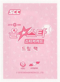 2018 SCC KBO All Star Sticker Cards #130 Jong-Kil Choi Back