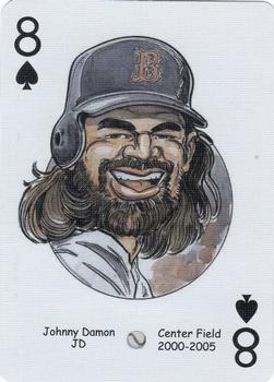 2006 Hero Decks Boston Red Sox Baseball Heroes Playing Cards #8♠ Johnny Damon Front