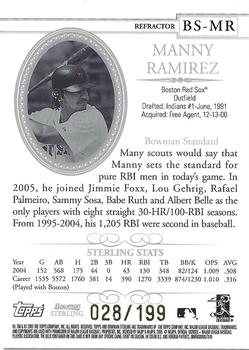 2005 Bowman Sterling - Refractors #BS-MR Manny Ramirez Back