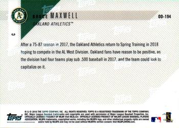 2018 Topps Now Road to Opening Day Oakland Athletics #OD-194 Bruce Maxwell Back