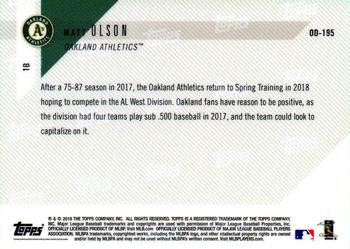 2018 Topps Now Road to Opening Day Oakland Athletics #OD-195 Matt Olson Back