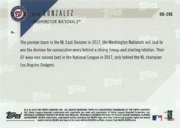 2018 Topps Now Road to Opening Day Washington Nationals #OD-296 Gio Gonzalez Back