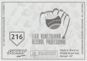 2008 Panini Album Historico 1946-2008 (LVBP Venezuela) Stickers #216 Ron Guidry Back