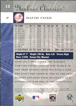 2004 Upper Deck Yankees Classics #12 David Cone Back
