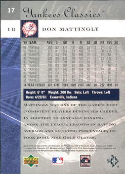 2004 Upper Deck Yankees Classics #17 Don Mattingly Back