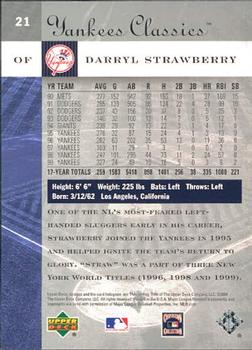 2004 Upper Deck Yankees Classics #21 Darryl Strawberry Back