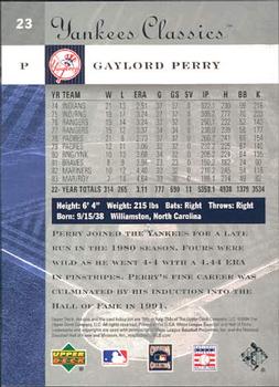 2004 Upper Deck Yankees Classics #23 Gaylord Perry Back