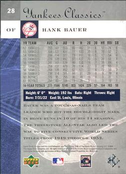 2004 Upper Deck Yankees Classics #28 Hank Bauer Back