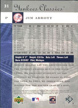 2004 Upper Deck Yankees Classics #31 Jim Abbott Back