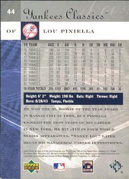 2004 Upper Deck Yankees Classics #44 Lou Piniella Back