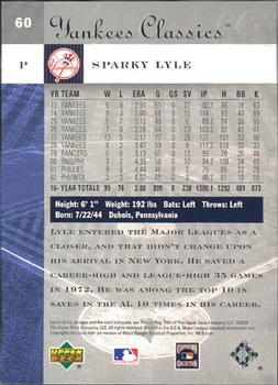 2004 Upper Deck Yankees Classics #60 Sparky Lyle Back