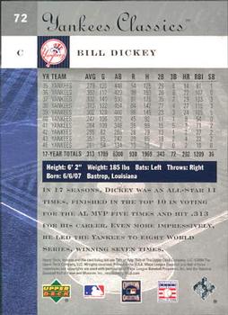 2004 Upper Deck Yankees Classics #72 Bill Dickey Back