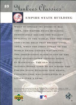 2004 Upper Deck Yankees Classics #89 Empire State Building Back