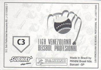 2008 Panini Album Historico 1946-2008 (LVBP Venezuela) Stickers - Team Stickers #C3 Bravos Back