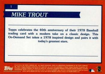 2018 Topps On-Demand Inspired By '78 #1 Mike Trout Back