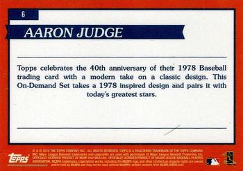 2018 Topps On-Demand Inspired By '78 #6 Aaron Judge Back