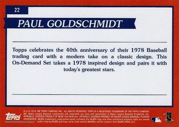 2018 Topps On-Demand Inspired By '78 #22 Paul Goldschmidt Back