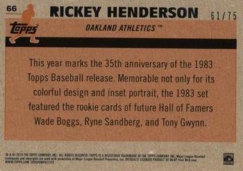 2018 Topps - 1983 Topps Baseball 35th Anniversary Chrome Silver Pack Blue Wave Refractor #66 Rickey Henderson Back