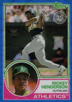2018 Topps - 1983 Topps Baseball 35th Anniversary Chrome Silver Pack Blue Wave Refractor #66 Rickey Henderson Front