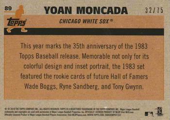 2018 Topps - 1983 Topps Baseball 35th Anniversary Chrome Silver Pack Blue Wave Refractor #89 Yoan Moncada Back