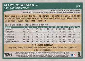 2018 Topps Big League - Gold #154 Matt Chapman Back