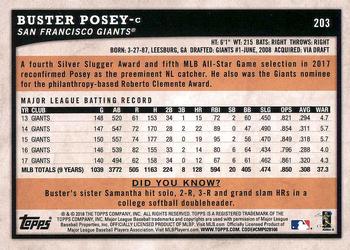 2018 Topps Big League - Gold #203 Buster Posey Back