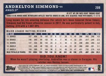 2018 Topps Big League - Gold #209 Andrelton Simmons Back