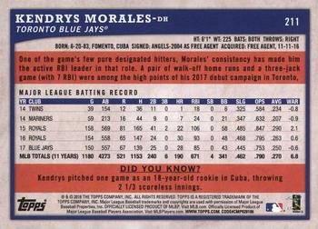 2018 Topps Big League - Gold #211 Kendrys Morales Back