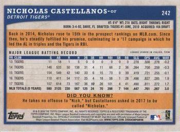2018 Topps Big League - Gold #242 Nicholas Castellanos Back