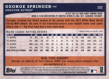2018 Topps Big League - Gold #252 George Springer Back